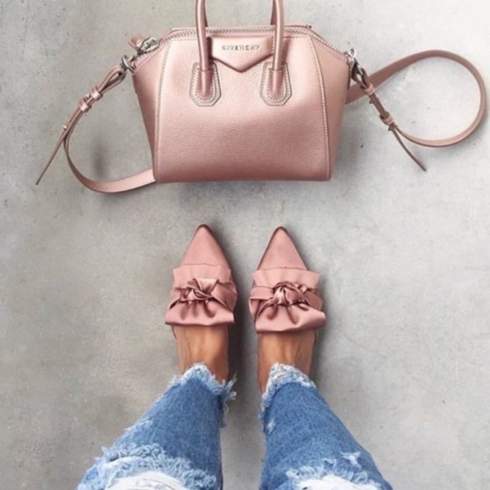 Satin Pink Knot Bridal Mules